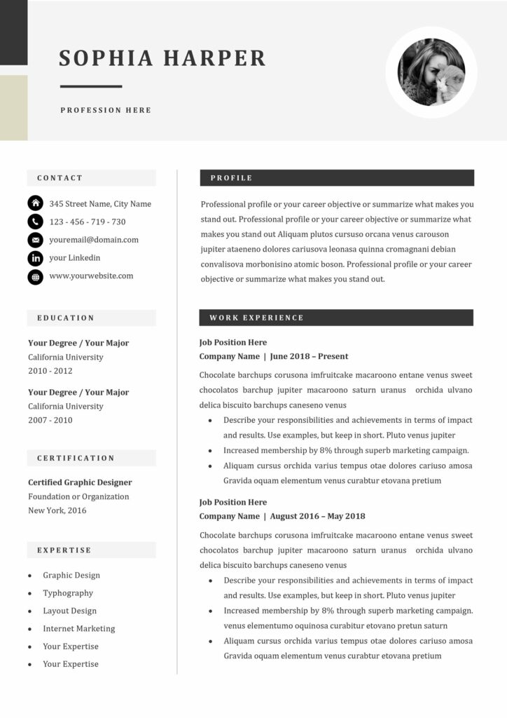 Resume CV Template for Word – MasterBundles