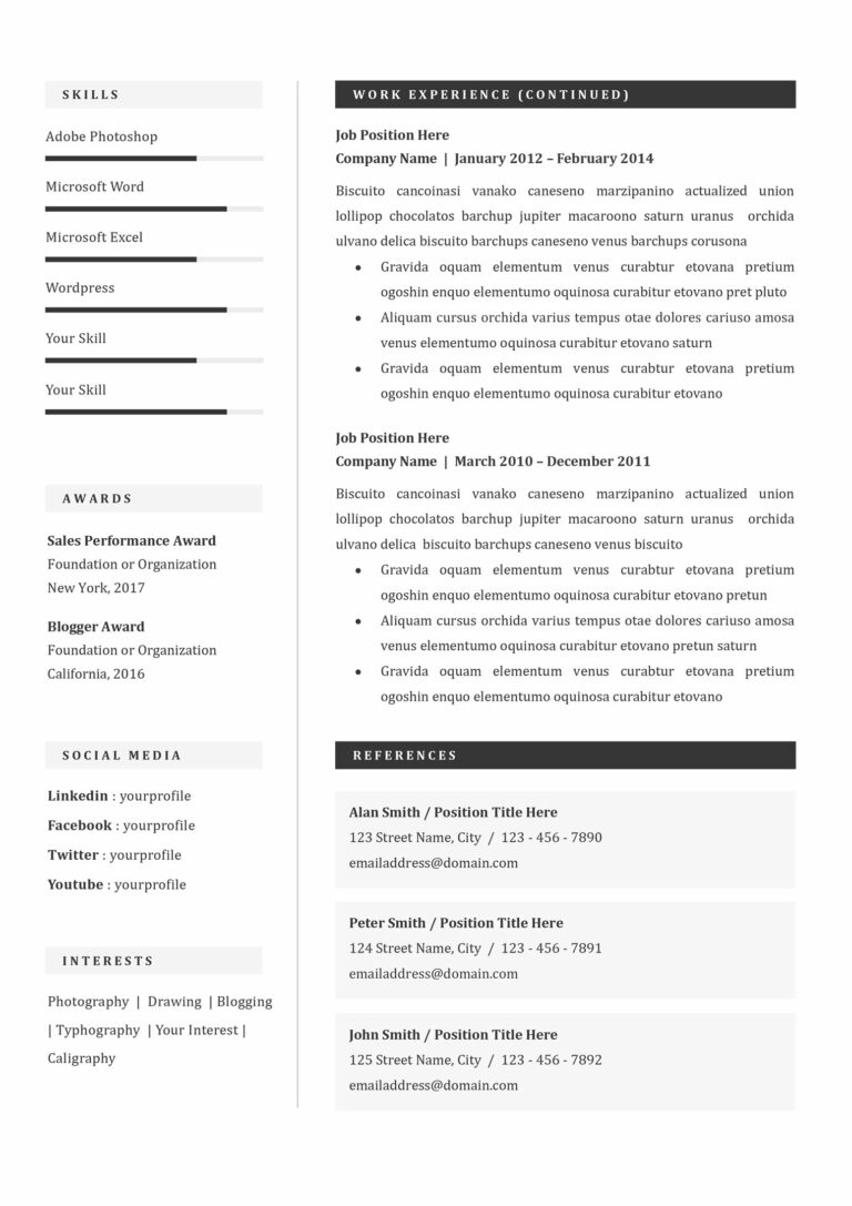 Resume CV Template for Word – MasterBundles
