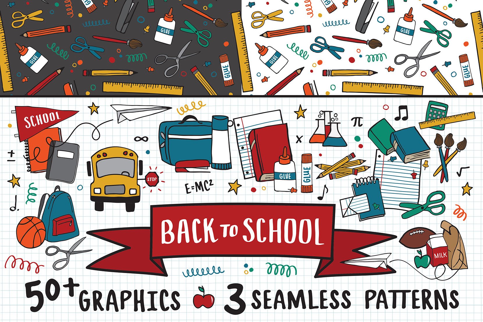 Back to School Graphics + Patterns cover image.
