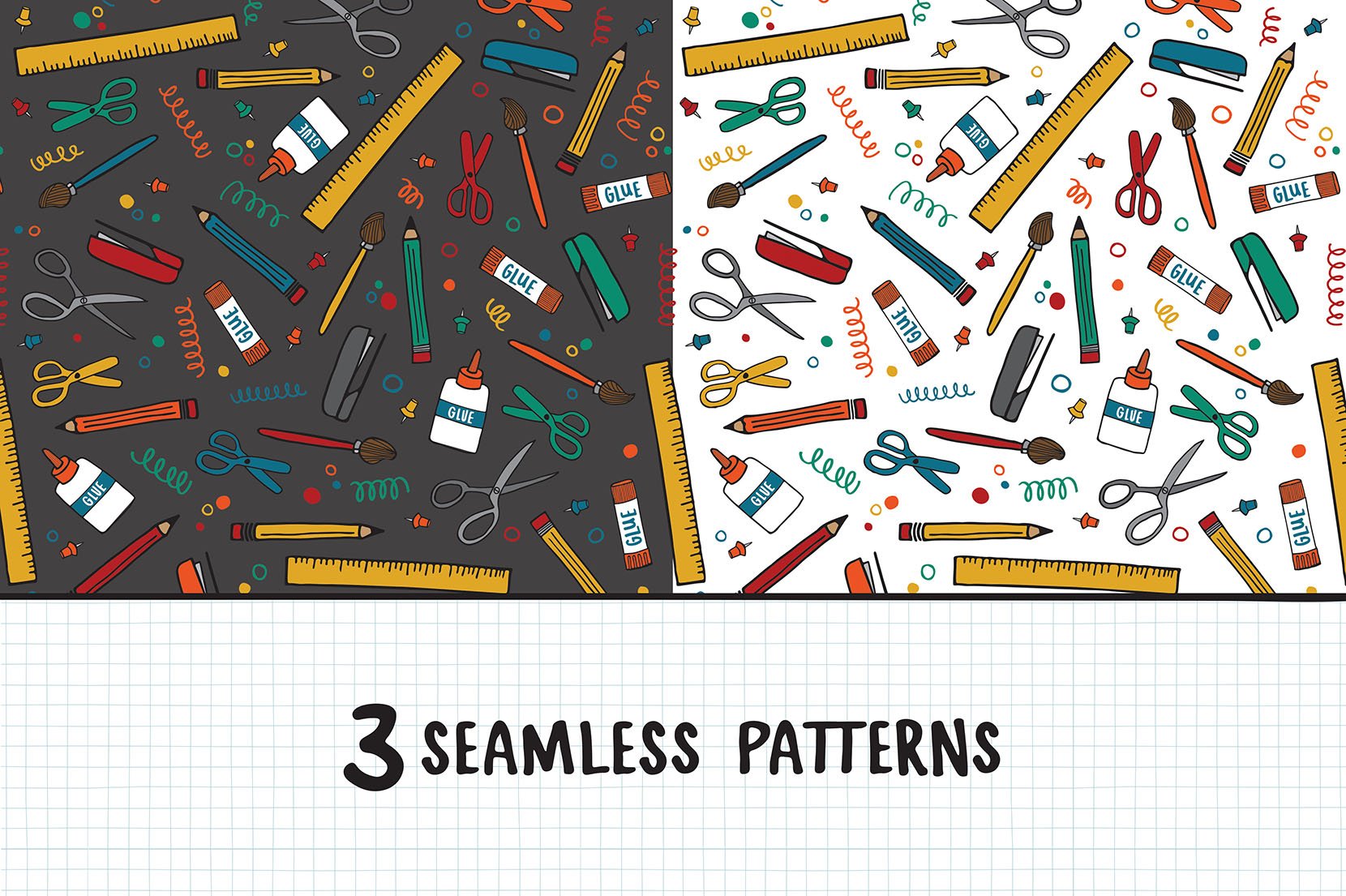 Back to School Graphics + Patterns preview image.