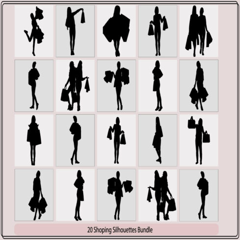 Women Shopping Silhouettes,several people, shopping,Shopping family and girls silhouettes, cover image.