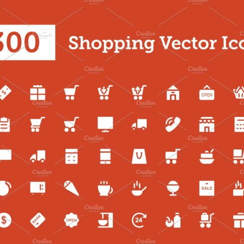 300 Shopping Vector Icons cover image.
