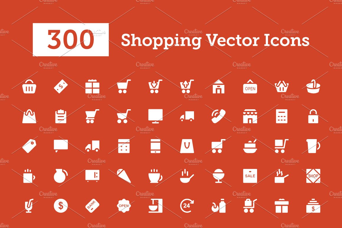 300 Shopping Vector Icons cover image.