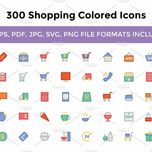 300 Shopping Colored Icons cover image.