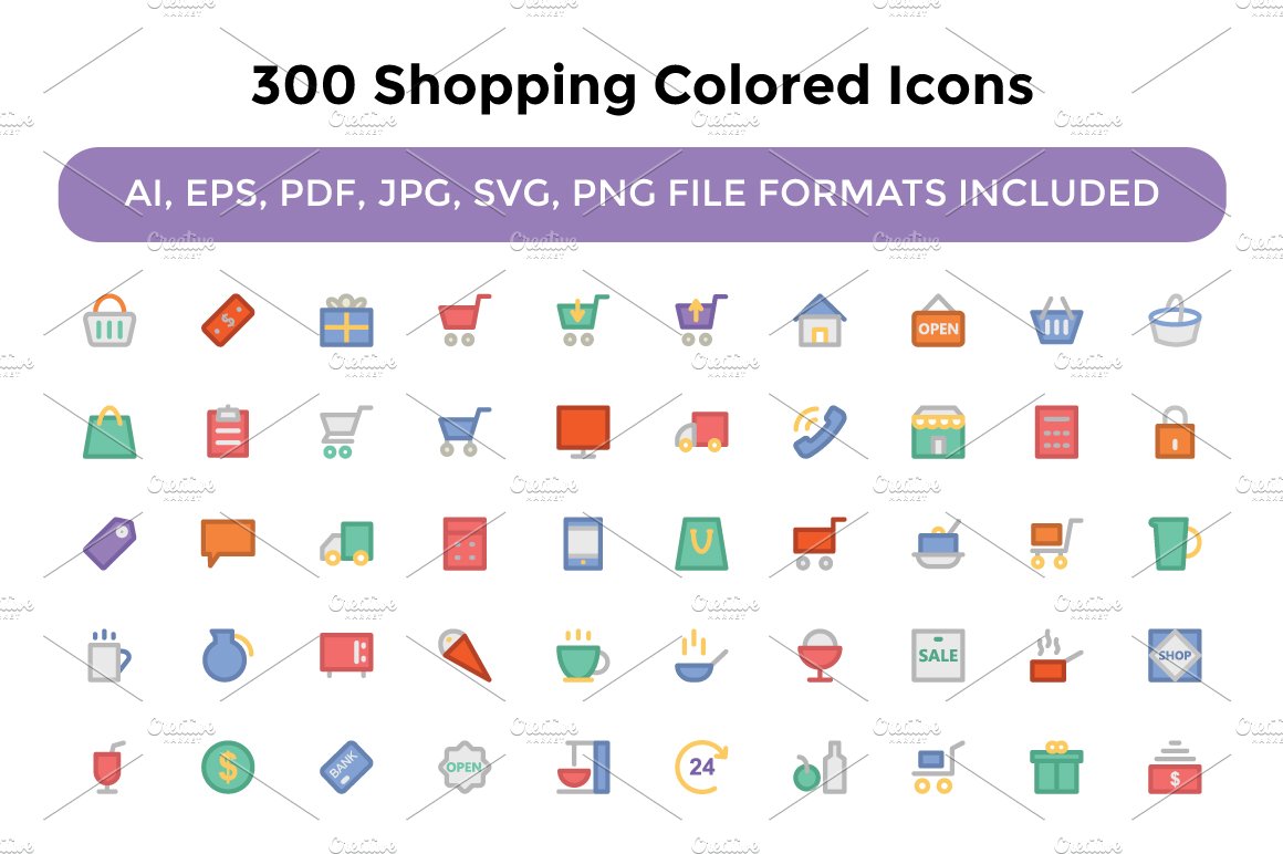 300 Shopping Colored Icons cover image.