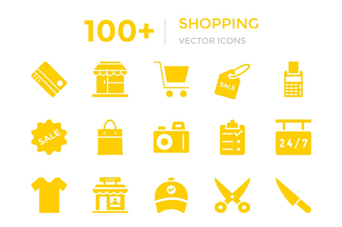 100+ Shopping Vector Icons cover image.