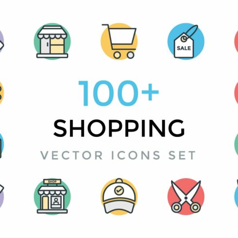 100+ Shopping Vector Icons cover image.