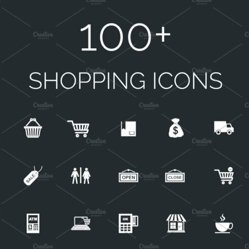 100+ Shopping Vector Icons Pack cover image.