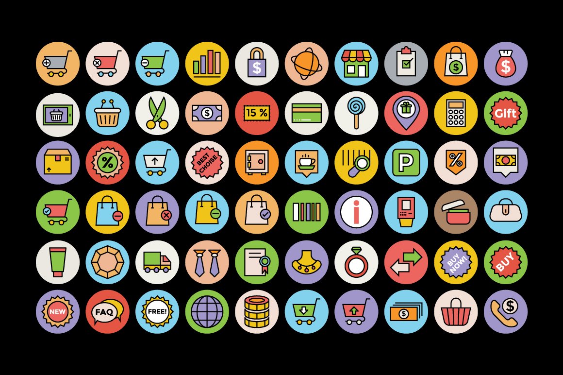 100+ Shopping and Commerce Icons preview image.