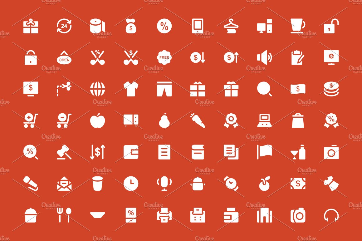 300 Shopping Vector Icons preview image.