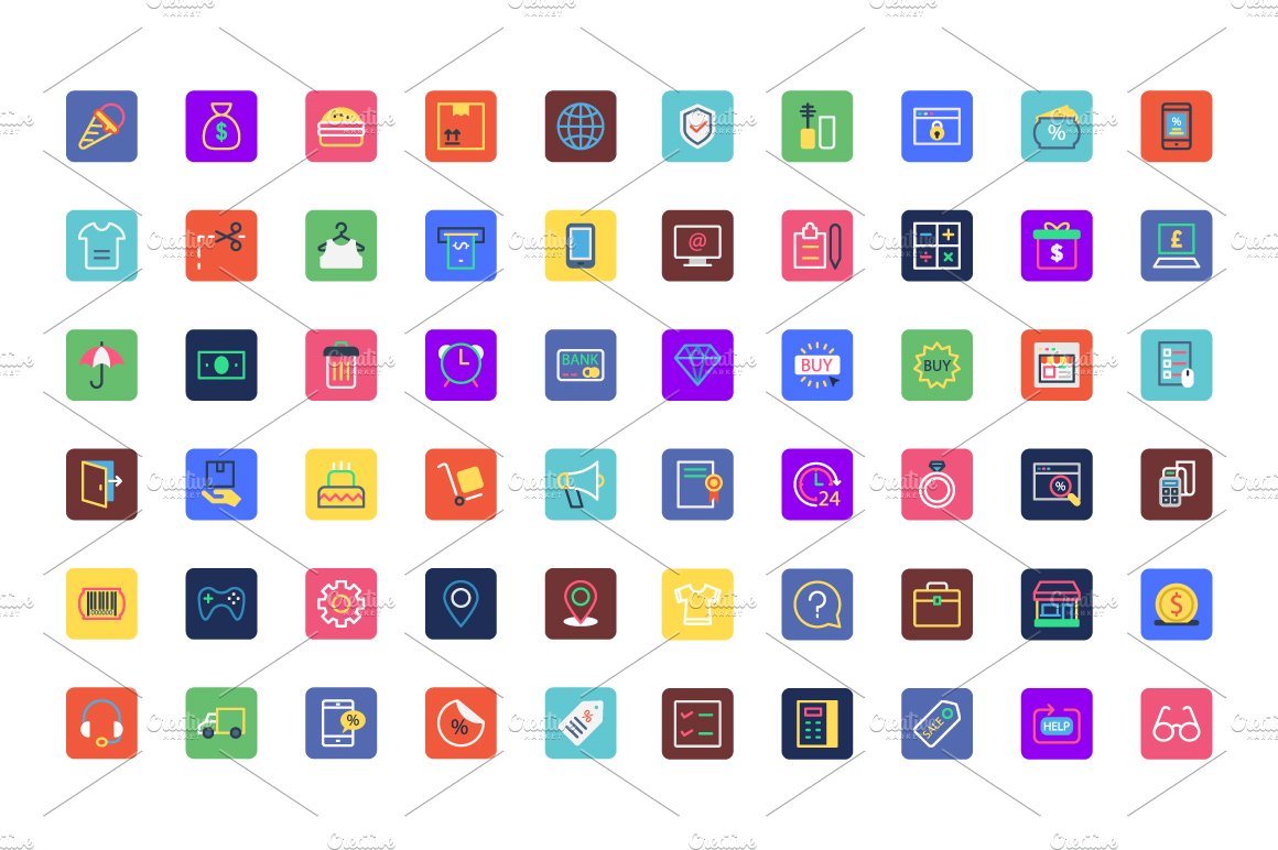100+ Shopping and Commerce Icons preview image.