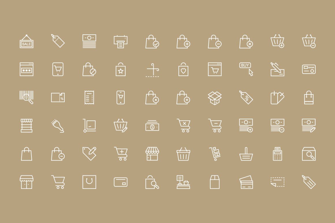 100 Shopping and Commerce Icons preview image.