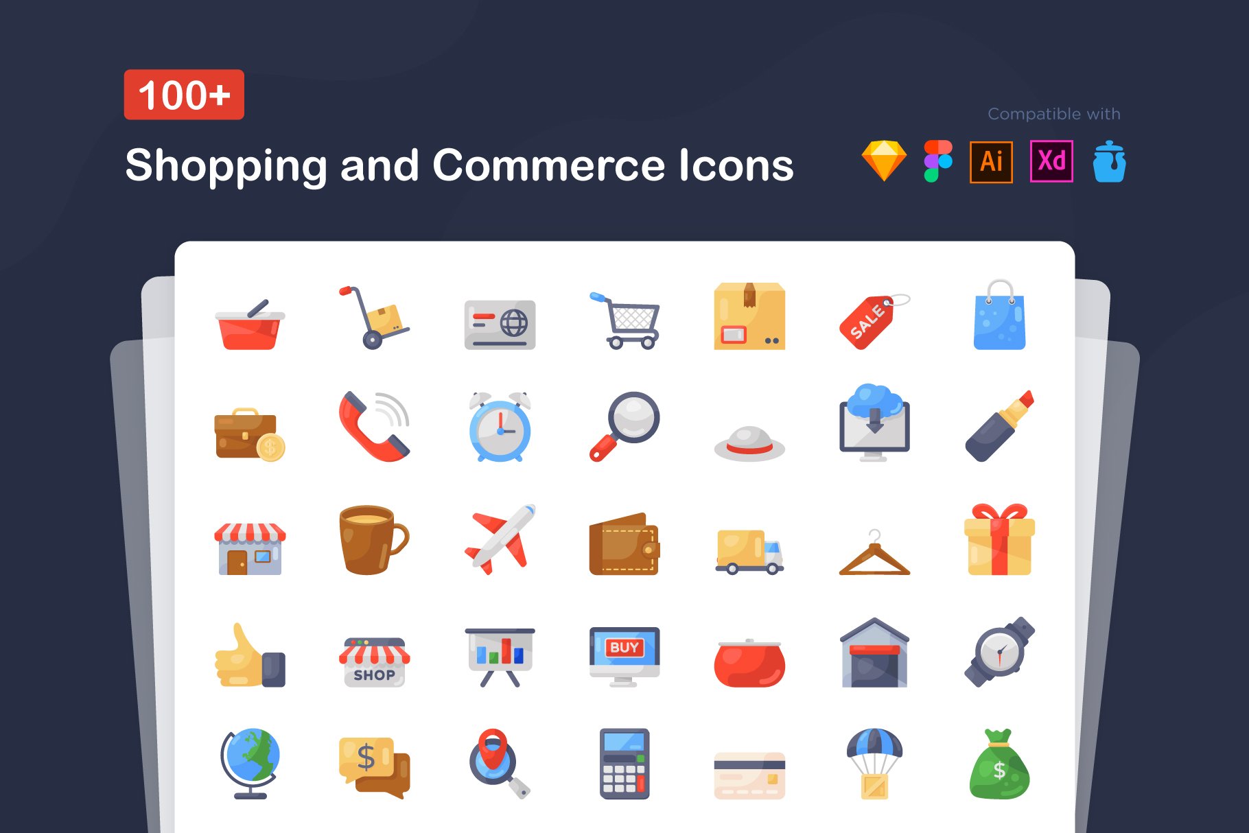 Shopping and Commerce Icons cover image.