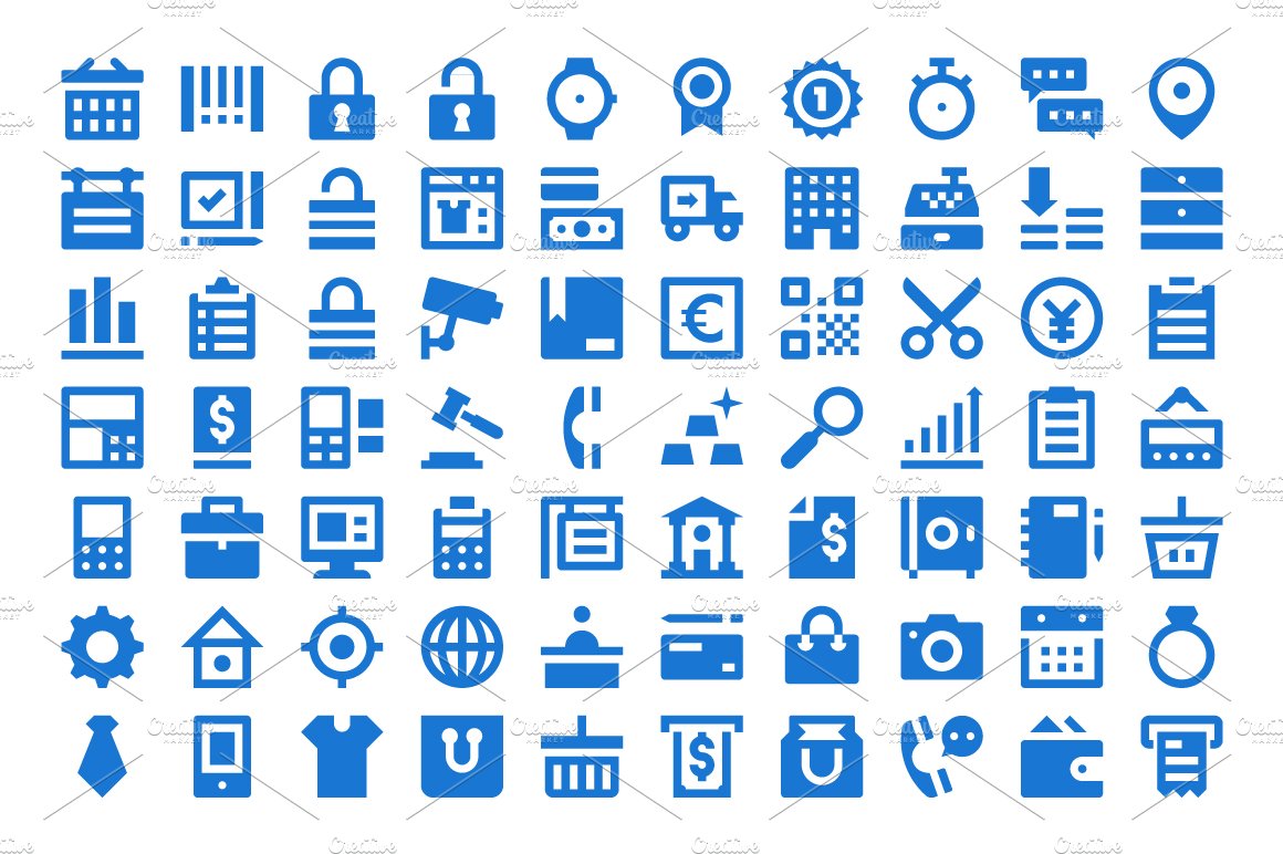 125+ Shopping and Retail Icons Set preview image.