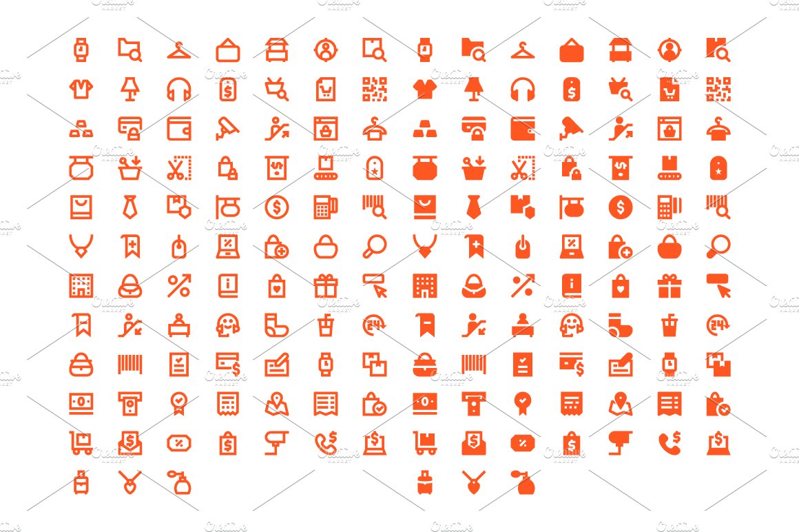 160 Shopping Material Design Icons preview image.