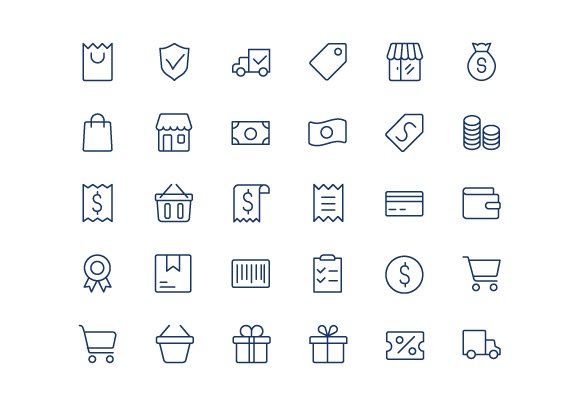Shopping line mini icons. cover image.