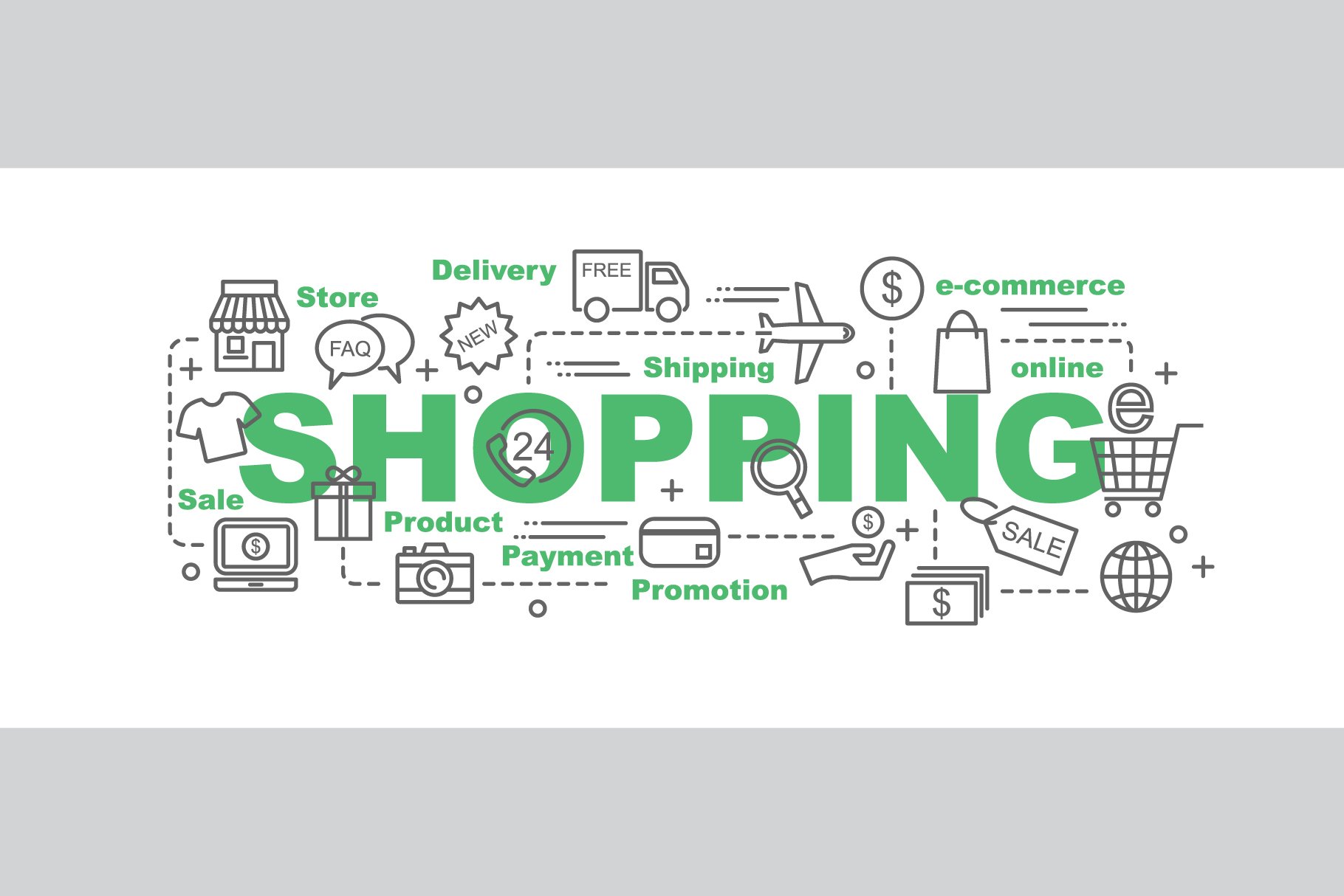 Shopping Outline Icons Banner cover image.