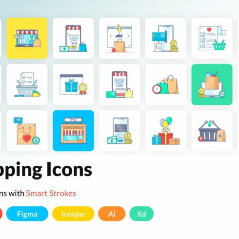 Shopping linear icons pack cover image.