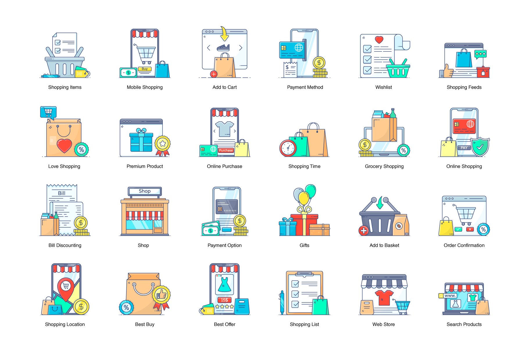 Shopping linear icons pack – MasterBundles