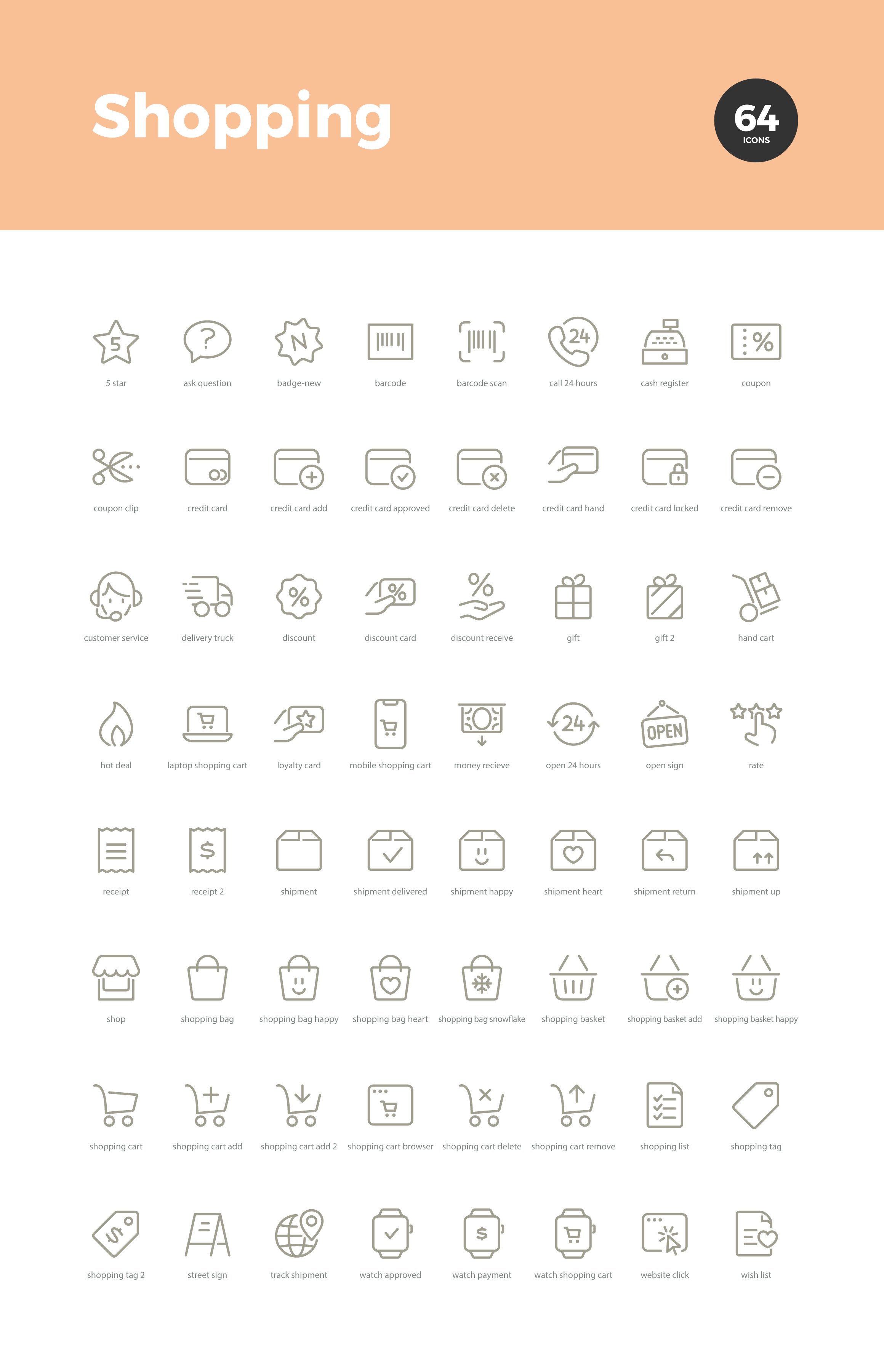shopping icons vector line icon set 6 214