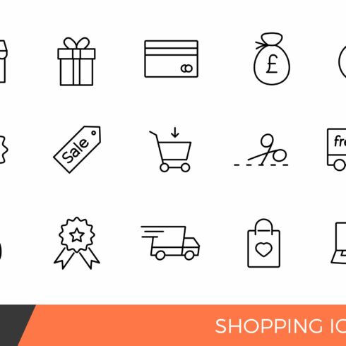 Linear Shopping e-commerce Icons cover image.
