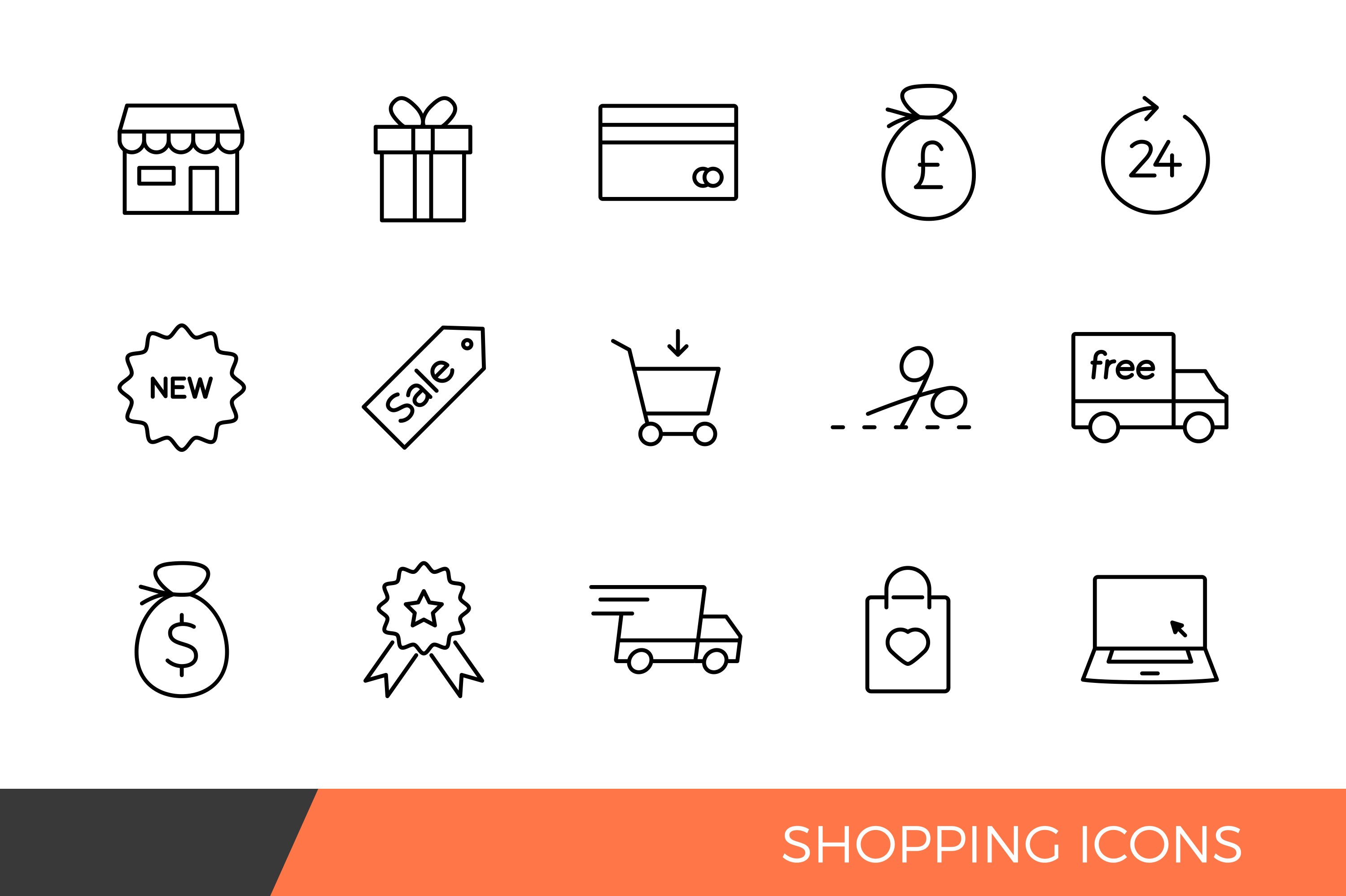 Linear Shopping e-commerce Icons cover image.