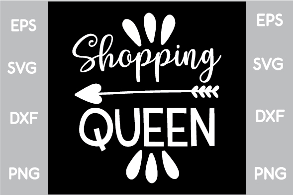 Black and white poster with the words shopping queen.