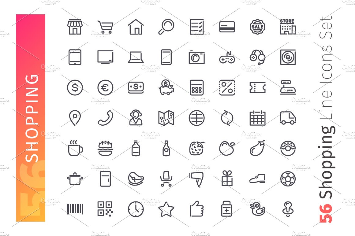 Shopping Line Icons Set preview image.