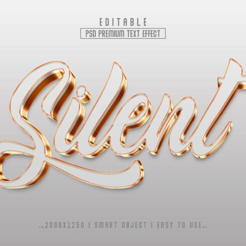 3d golden text effect with the word silentt.