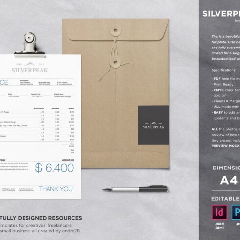 Silverpeak Invoice Template cover image.