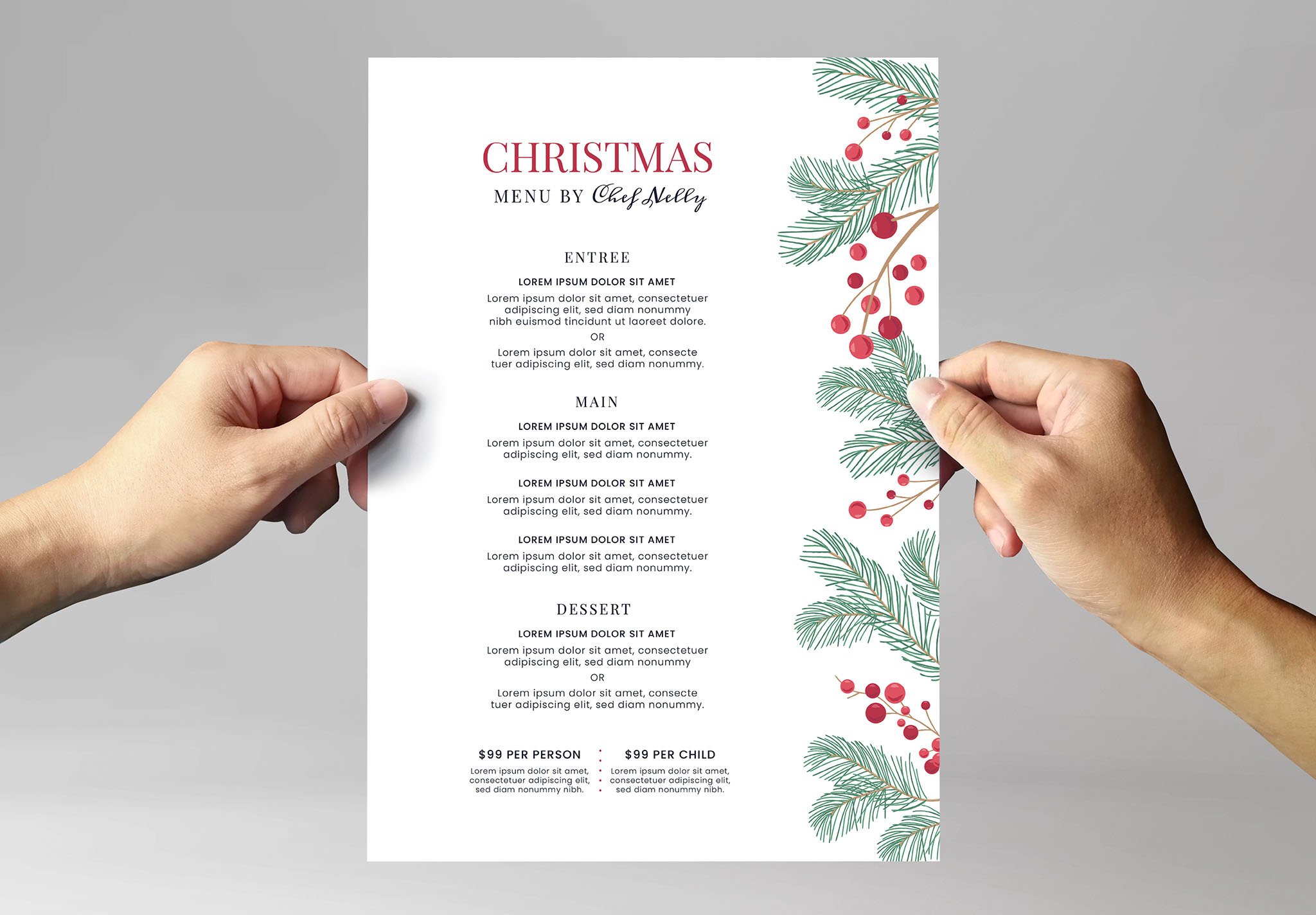 simple christmas menu poster for adobe illustrator a4 back 395