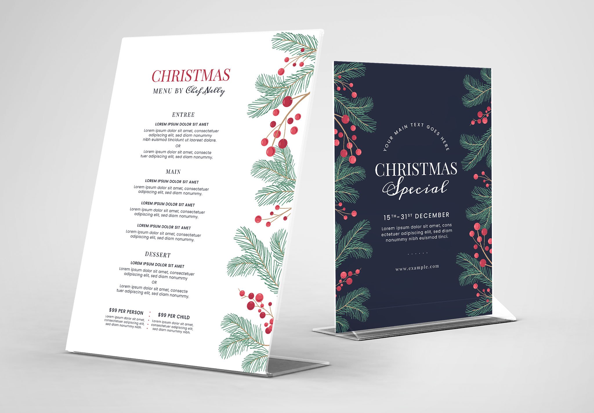 simple christmas menu poster for adobe illustrator a4 table tent 01 6