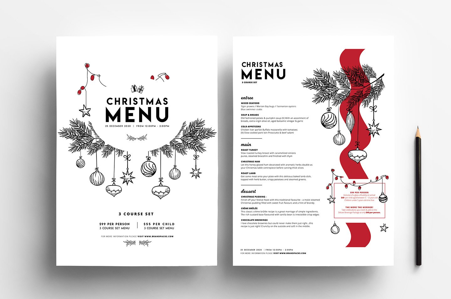 simple christmas menu templates 517