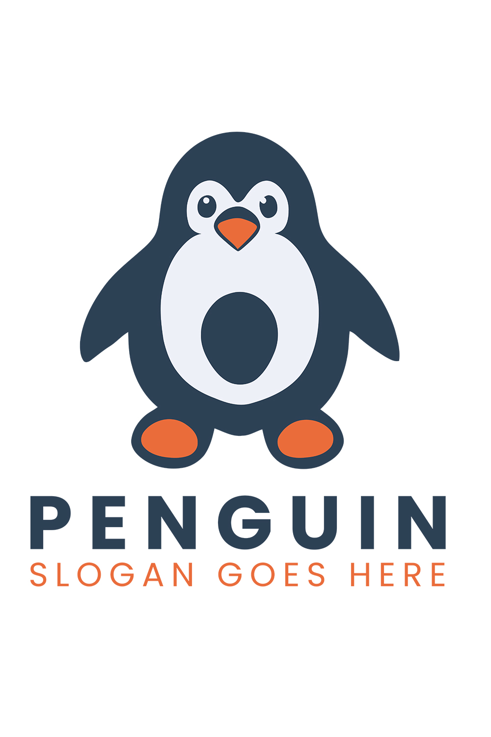 Cute Simple Penguin Logo Design Template pinterest preview image.
