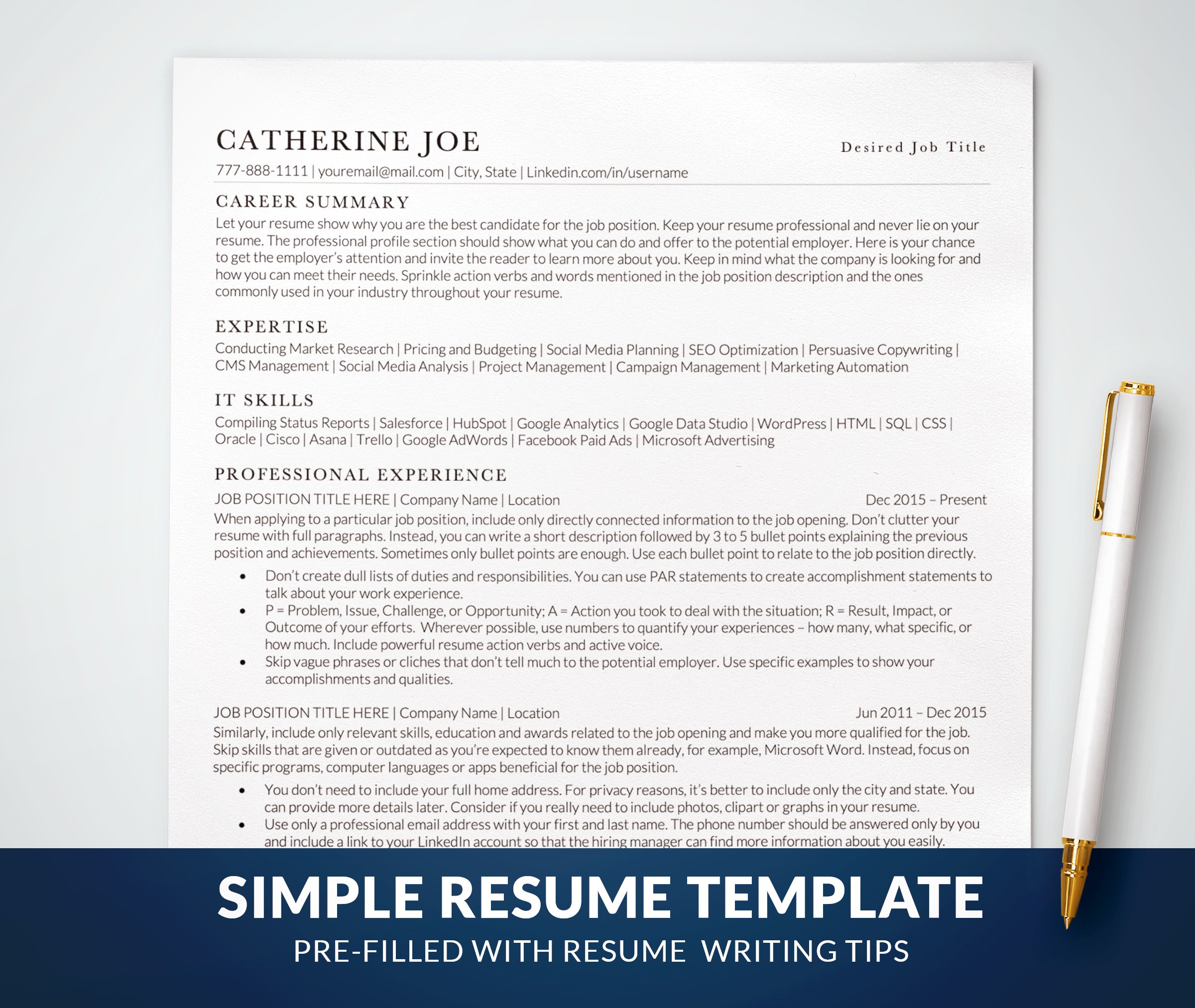 Simple Resume Template ATS cover image.
