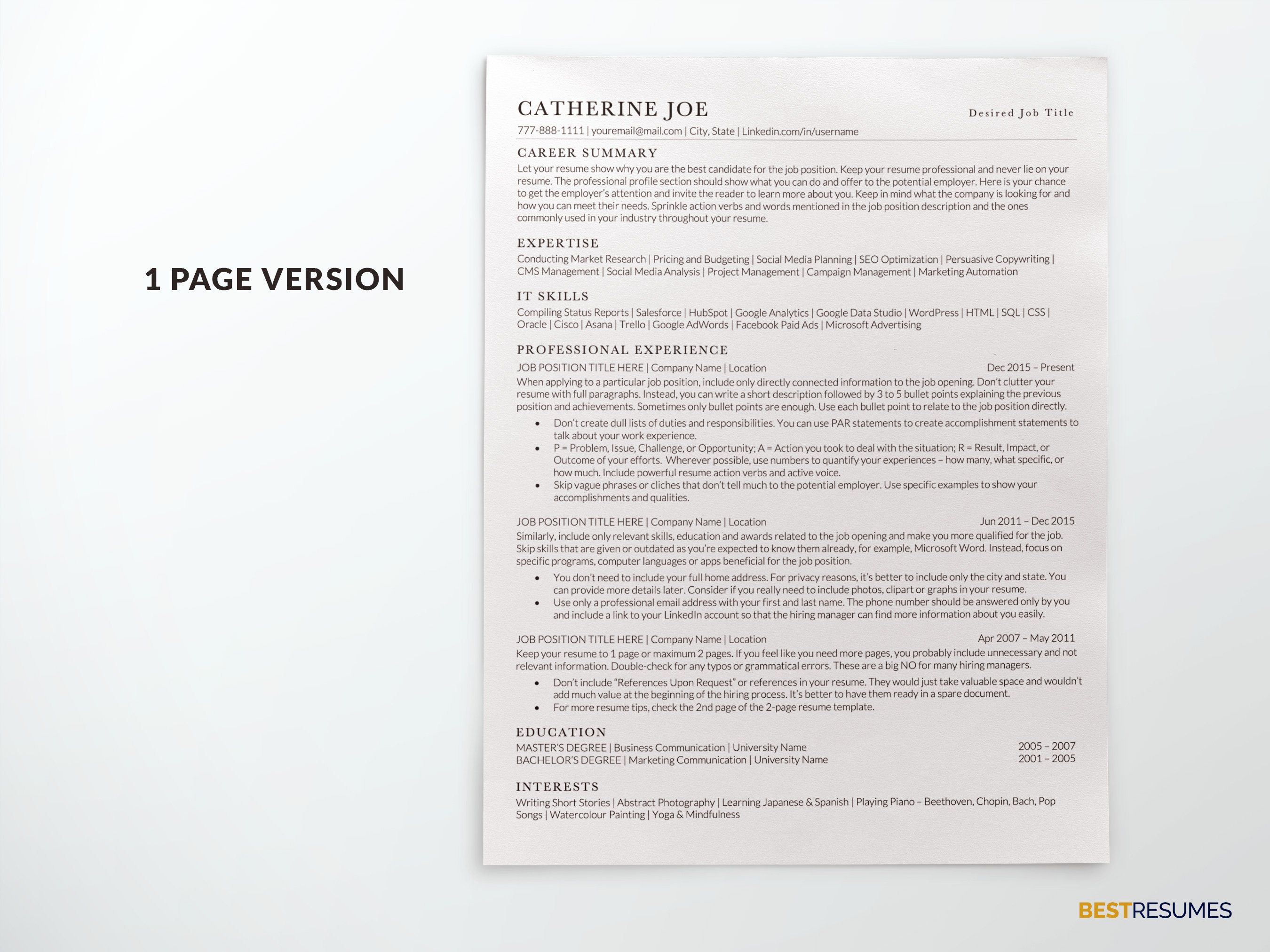 Simple Resume Template ATS preview image.