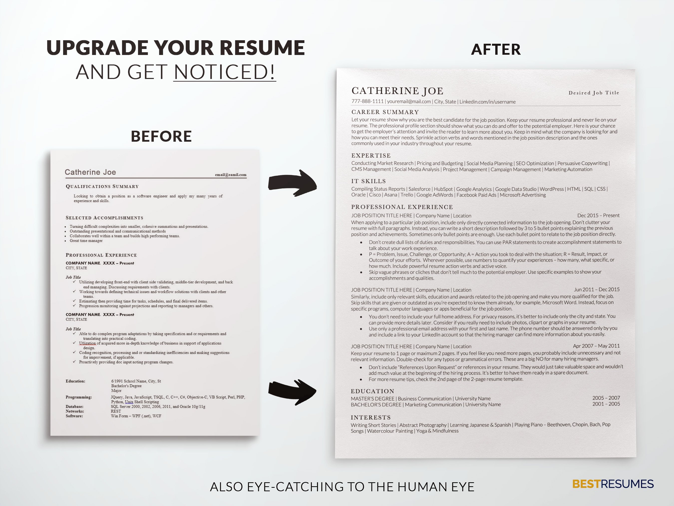 simple resume template resume tranformation catherine joe 258