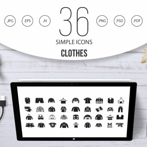 Clothes icon set, simple style cover image.