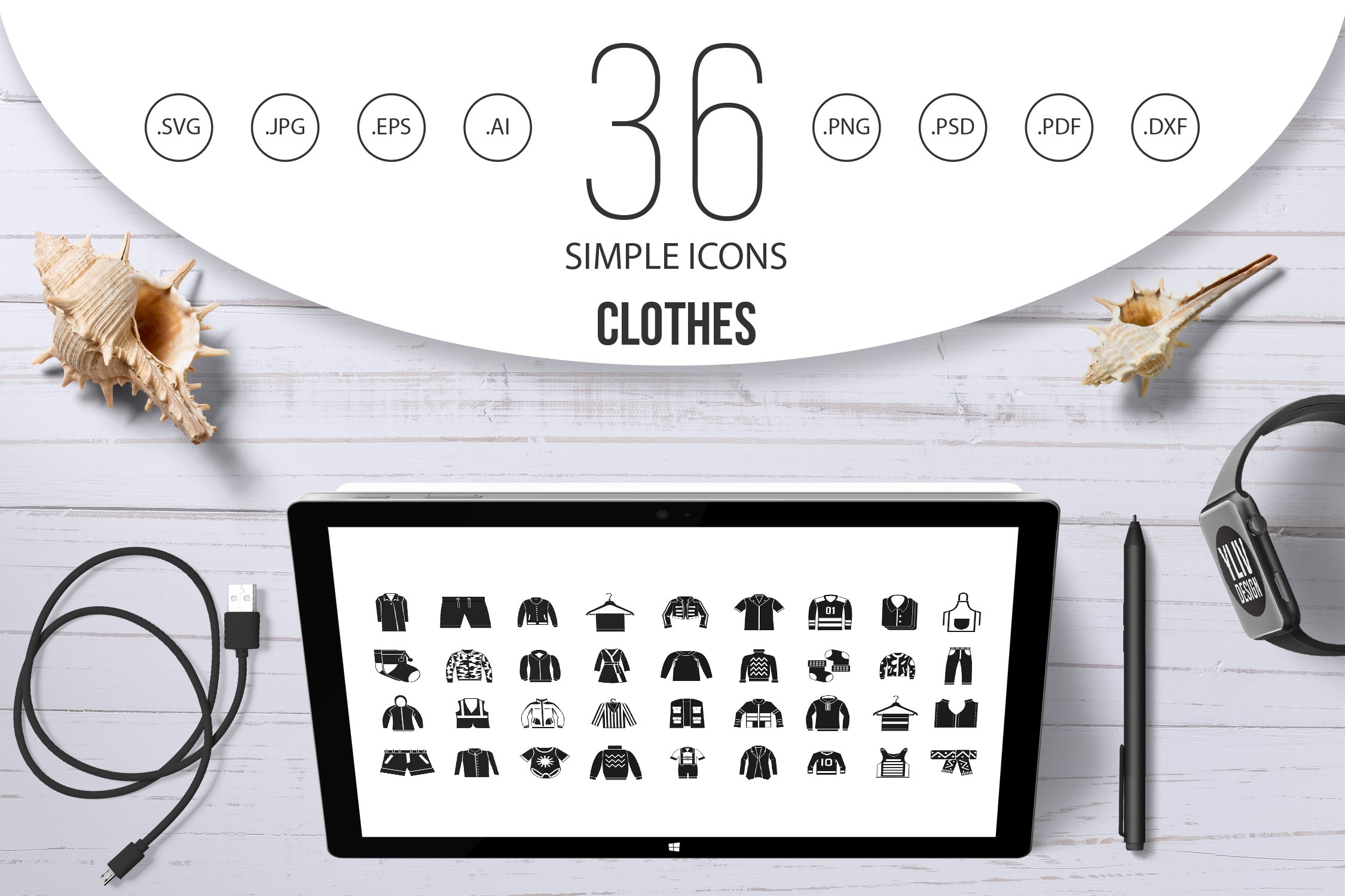 Clothes icon set, simple style cover image.