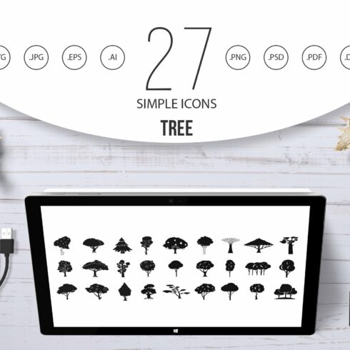 Tree icon set, simple style cover image.