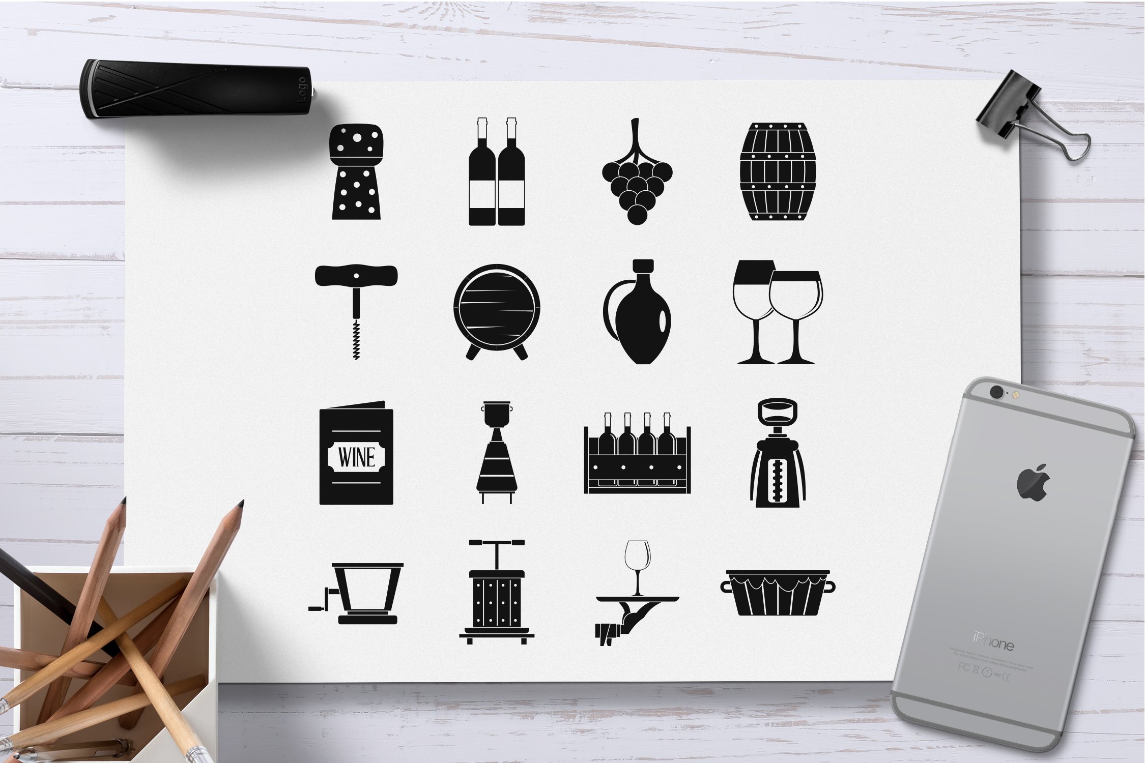 Wine icons set, simple style preview image.