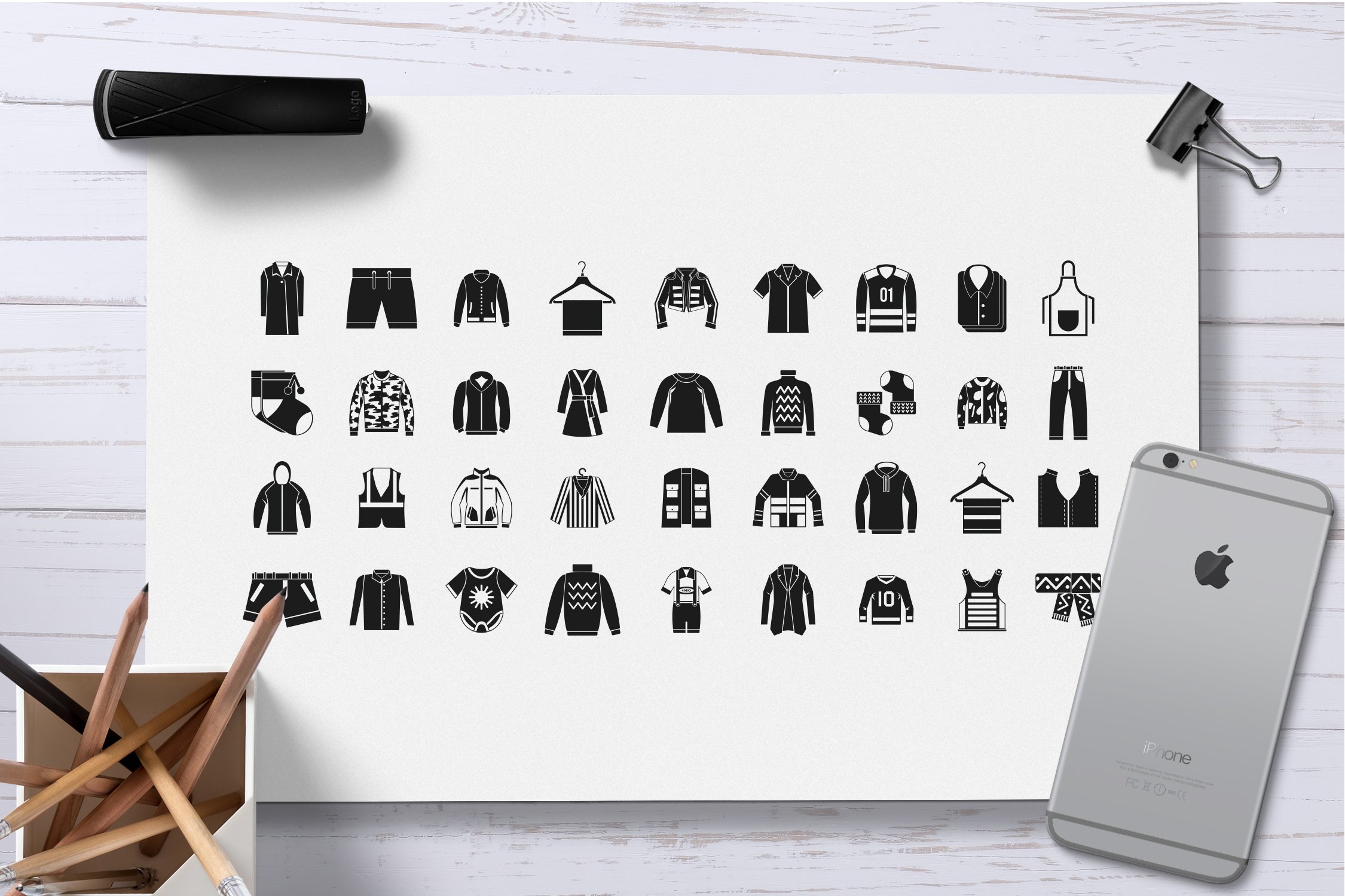 Clothes icon set, simple style preview image.