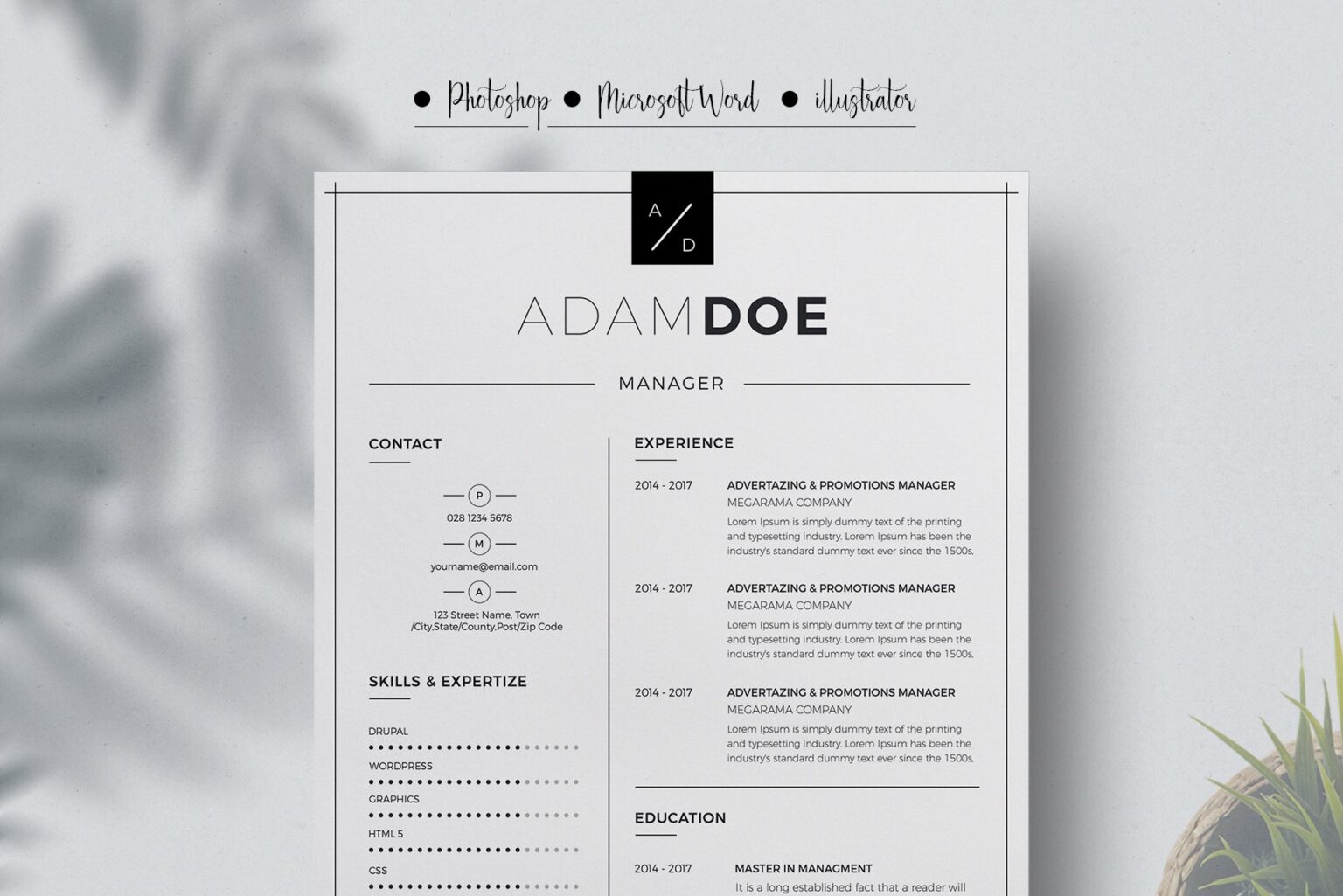 Resume Template & Business Card – MasterBundles