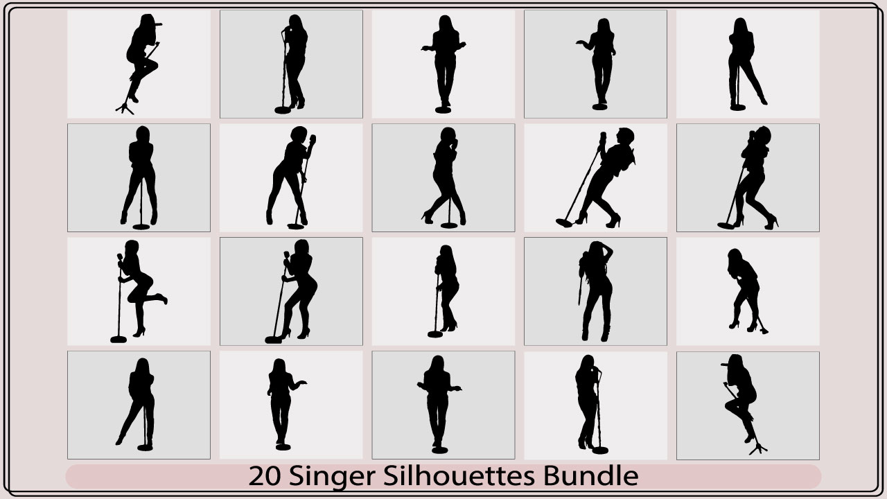 The silhouettes of a woman in various poses.