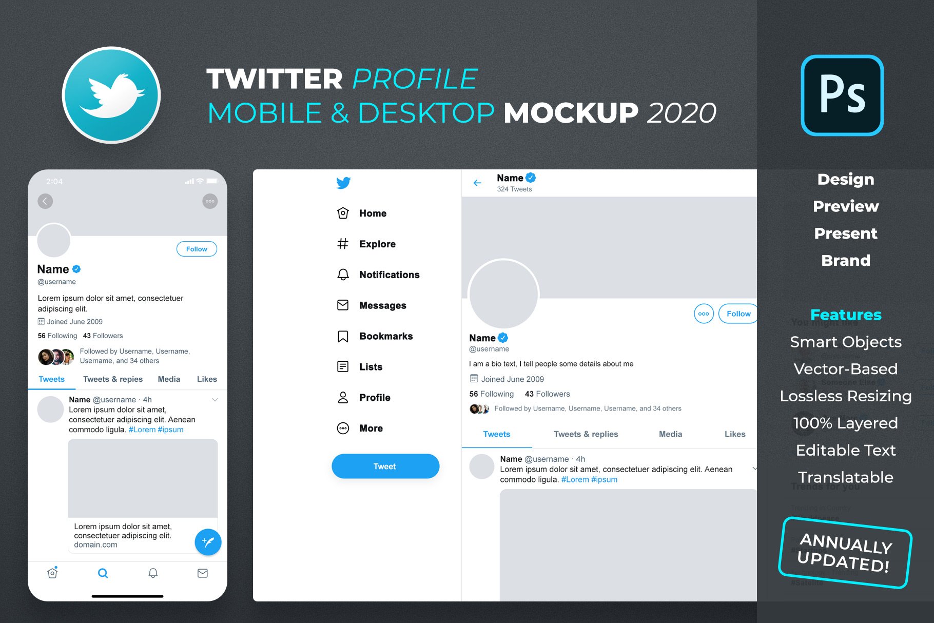 Twitter Profile Mockup cover image.