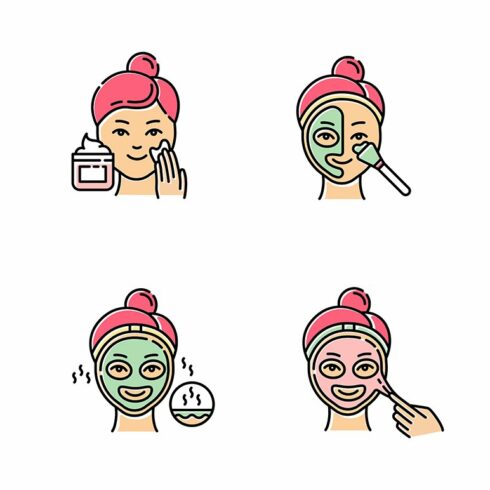 Skin care procedures color icons set cover image.