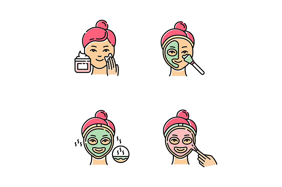 Skin care procedures color icons set cover image.