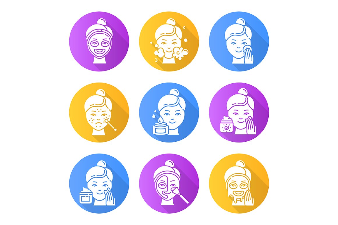Skin care procedures icons set cover image.