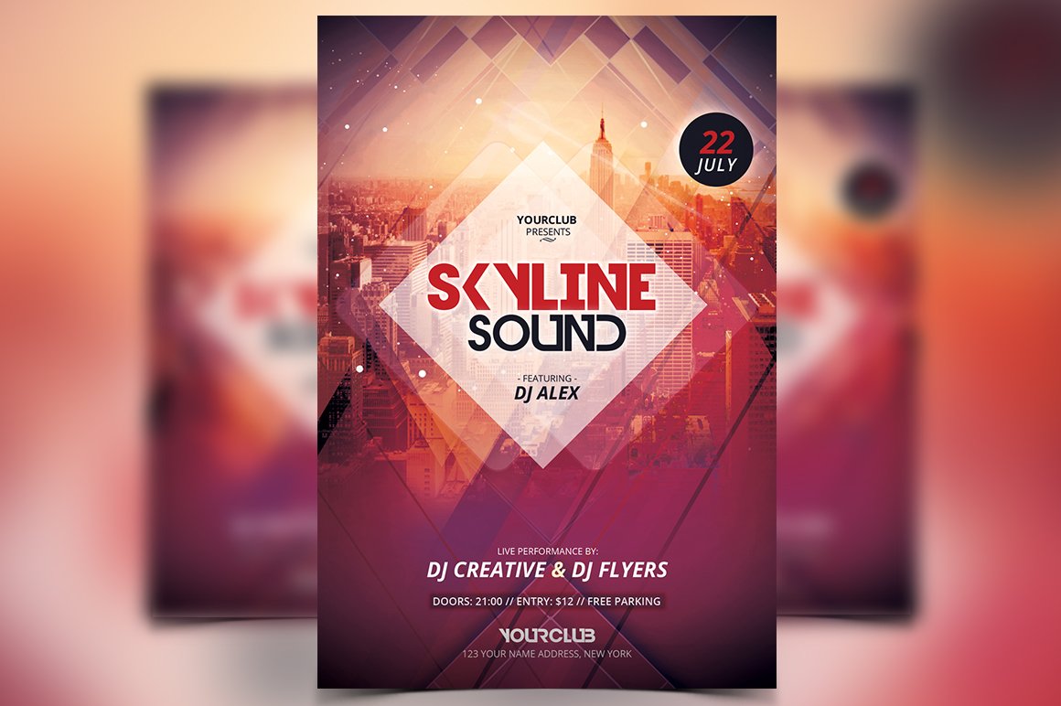 Skyline Sound - PSD Flyer cover image.