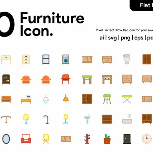 50 Furniture V2 Flat Icon cover image.